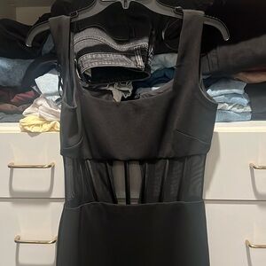 Aqua midi corset black dress